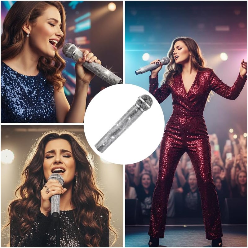 KH866 Rhinestone Microphone Sleeve – Sparkly Bling Crystal Mic Handle Cover, Fits Most Wireless Universal Mics, Decorative Glitter Bedazzled Protector for Disco Stage, TV Shows, Tours (Mic Not Included) - Image 3